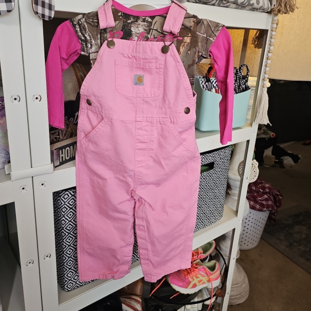 Carhartt Girls Pink Overalls Set